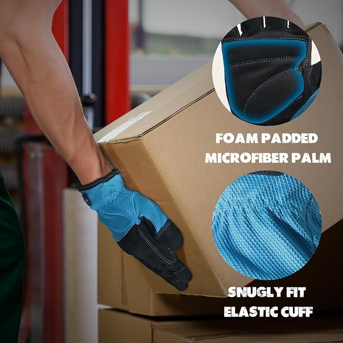 HANDLANDY Work Gloves for Men & Women, Utility Mechanic Working Gloves Touch Screen, Flexible Gardening Gloves for Yard
