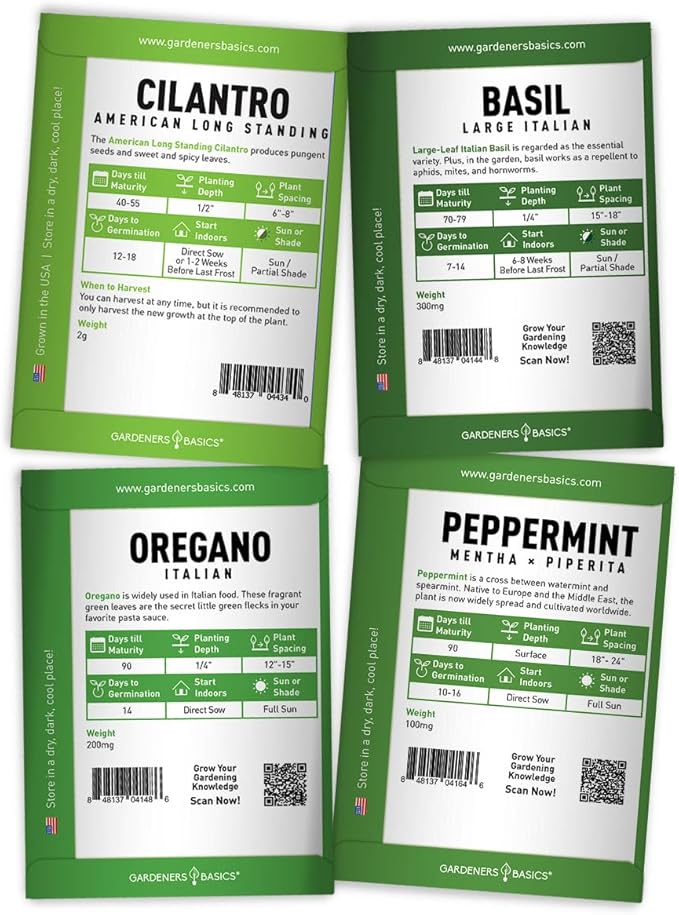 Gardeners Basics Hydroponic Herb Pods Grow Kit Compatible with Aerogarden & Lettuce Grow - 8 Varieties of Fresh Culinary Herbs Indoors and Outdoors Seeds, Aquaponic & Hydroponic Herb Seed Pod Kit