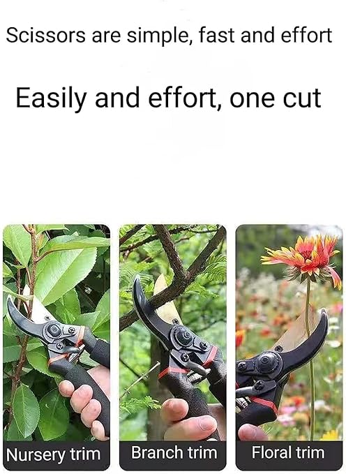 Heavy Duty Bypass Pruning Shears Gardening Manual Pruning Shears Plant Shears Flower Shears Best Gardening Shears, Tree Pruners Cutting Branches Hedges Shrubs and Bushes Ideal Tool Easy to Prune