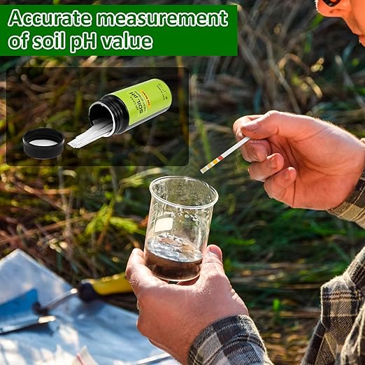 Oil pH Test Kit 100 Accurate pH Test Strip, Accurate & Easy-to-Use Soil Tester for Garden, Easy Soil Testing on Gardens, Lawns, Vegetables, Compost & Dirt, 4 Color Color Block