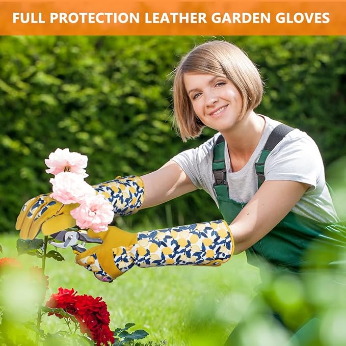 Ainiv Long Gardening Gloves for Women, Thorn Proof Gardening Gloves, Protective Garden Gloves Women
