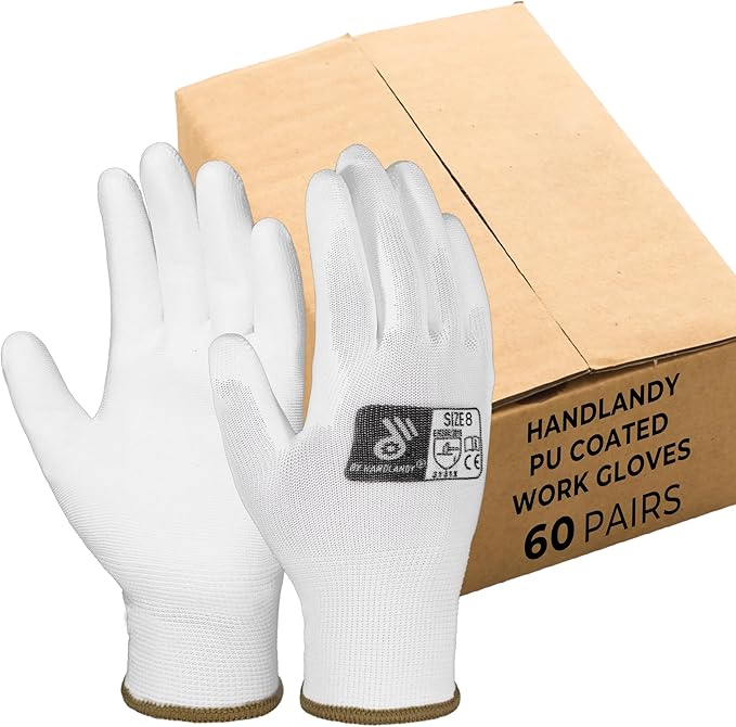 HLDD HANDLANDY PU Coated Safety Work Gloves, 6/12 Pairs Work Gloves