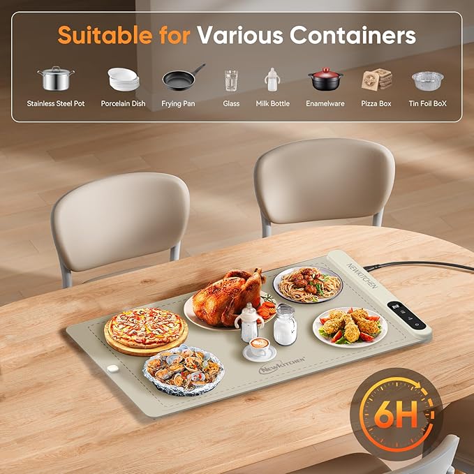 Warming Mat for Food, (XL 24"x15") Food Warming Mat for Countertop Upgrade Graphene Fast Full Surface Heating -Versatile Food Warmer for Gatherings, Parties, Everyday Use