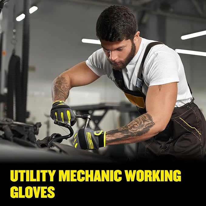 Work Gloves Men Work Gloves for Men Women Touch Screen,Thin Mechanic Working Gloves Lightweight