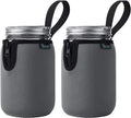 Beautyflier Mason Jars 32oz Wide Mouth Sleeve Regular Mouth Mason Jars Insulators Drinking Glass Coolers Sprouting Jars Blackout Sleeve (Gray)