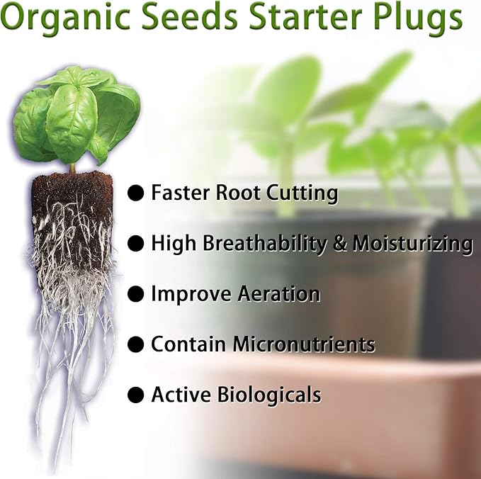 YBB 50 Pcs Seed Starter Plugs, Rapid Root Plugs Organic Plant Starters Sponges Hydroponics Supplies with 60 Pcs Labels