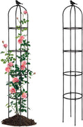 Garden Obelisk Trellis for Climbing Plants Outdoor, 6.3 ft Tall Rose Trellis Climbing Plants Support for Potted Light Vine Flower Vegetable Cucumber Trellis Raised Garden Bed, Black, 1PCS