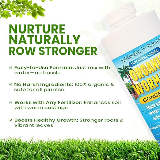 Organic Worm Tea Concentrate – 8 oz Liquid Fertilizer with Kelp & Humic Acid – Compost & Bokashi Booster – 100% Natural Worm Casting Tea for Indoor & Outdoor Plants, Vegetables, Flowers & Trees