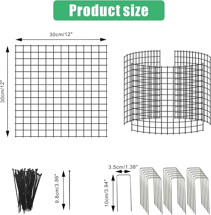 Eunika 18 Pcs Round Plant Protector from Animals, 6 Pack 12" x 12" Metal Mesh to Keep Animals Out Wire Plant Protectors for Rabbits Chicken Bunny Barricades for Garden Vegetable Flowers Protection