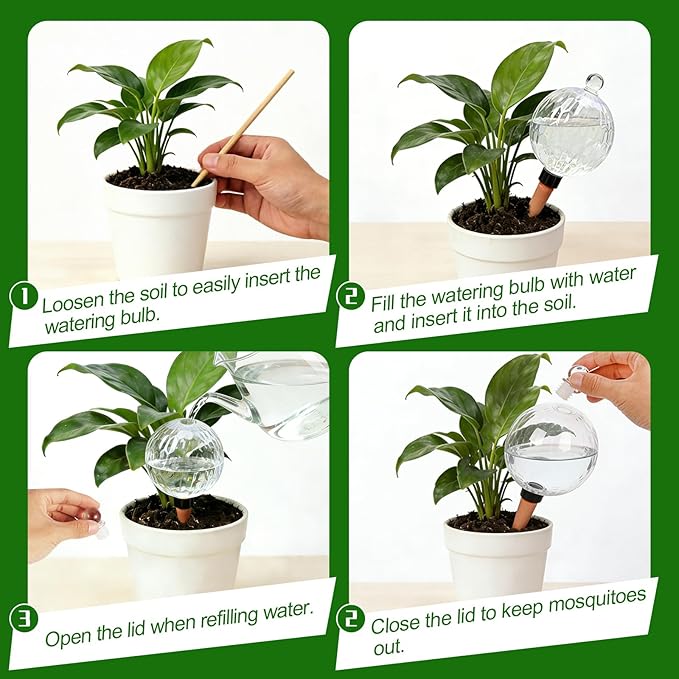 26oz Extra Large Self Watering Globes, Plant Watering Globes, Water Globes, Plant Water Bulbs, Watering Bulbs for Indoor Outdoor Potted Plants, Water Plants While Away 2-Pack