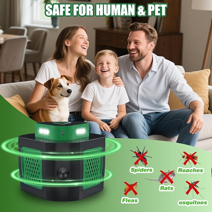 1 Pack Mice Rat Repellent for House Repellent Ultrasonic Mouse Deterrent,360°Mice Trap for House Indoor,Mouse Repellent with Flashing Light for Attic Basement Warehouse,4 Mode Switching (1)