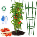 2-Pack 35 Inches Tomato Cages for Garden, Tomato Cage, Tomato Plant Support, Heavy-Duty Tomato Trellis with Height Adjustable Rings for Garden Climbing Plants with Twist Tie & Gloves