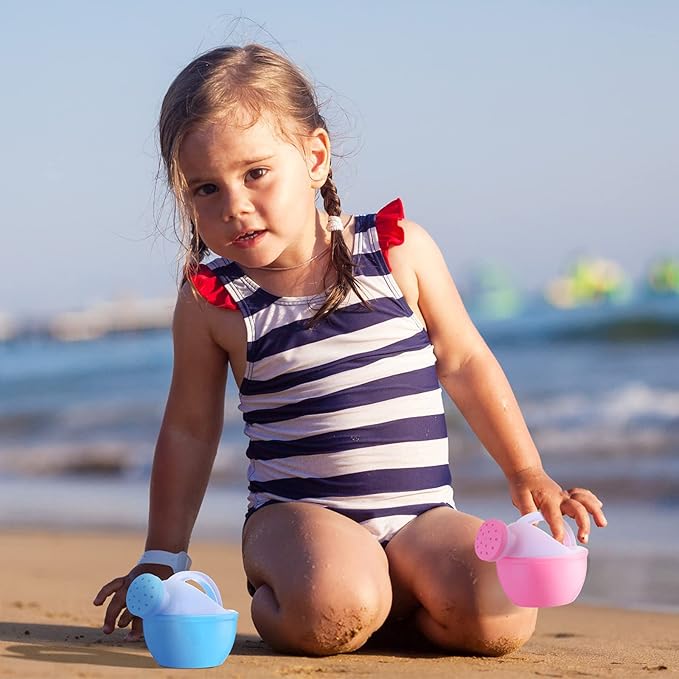 Sosation 12 Pieces Watering Can for Kids Bath Buckets Toys Play Sand Toys Plastic Small Watering Pot with Handles for Childrens Gardening Tools Beach Playing Sand(Vivid Style)