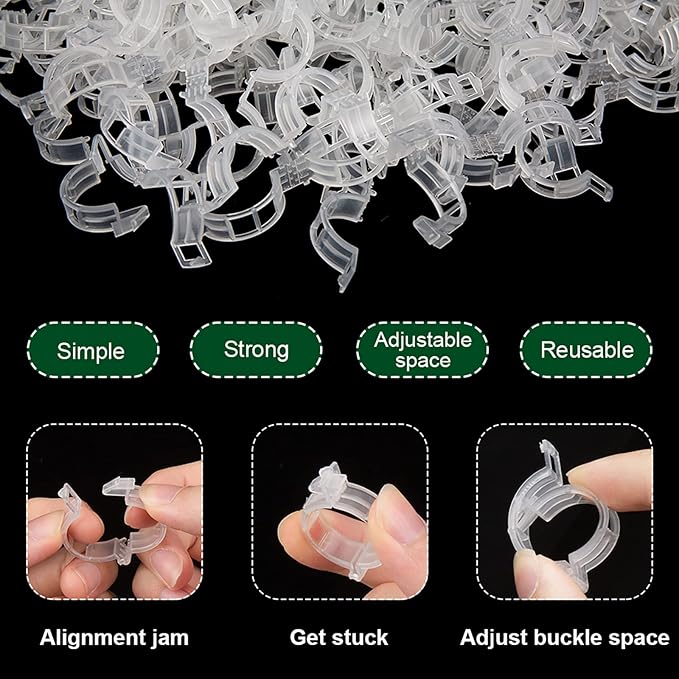 200PCS Plant Support Garden clips, Vegetable Cages and Supports, Garden Trellis for Climbing Vine Plants, Supports Clip for Tomato Grape Melon, Makes Garden Crop to Grow Upright and Healthier