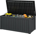 Oudoor Storage Deck Boxes Waterproof, Waterproof and UV Resistant Outdoor Storage Box Lockable Lid for Delivery Box, Indoor, Garden Tools, Pool Supplies, Patio (Black, 150 Gallon)