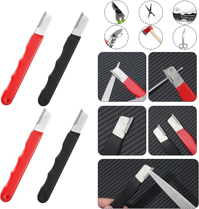 4 Pcs Garden Tool Sharpener, Mini Scissor Sharpener, Portable Knife Sharpener for Garden Tool Trimming Knives Cutter Scissor Blade Axe Clipper Pruners Kitchen Garage Outdoor