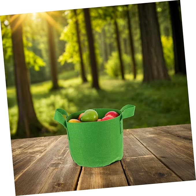Kisangel 5pcs Reusable Garden Grow Bags Breathable Non Woven Fabric Planting Bags with Robust Handles for Growing Potatoes Vegetables Flowers and Fruits Efficient Drainage and Air