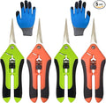 5 Pack Pruning Shears, Garden Shears with Gardening gloves, Garden Clippers Handheld, Straight Stainless Steel Garden Snips, Gardening Shears, Garden Scissors, Lengnoyp Pruners for Gardening