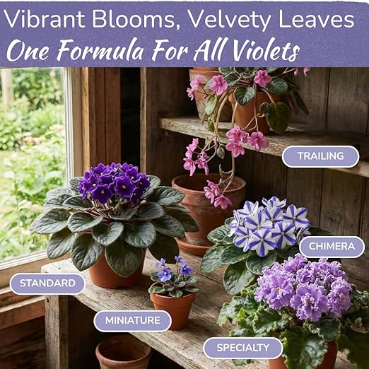 African Violet Fertilizer | Premium Liquid Plant Food for Strong Roots & Lush Blooms | Gentle, Balanced 3-3-3 Formula with Essential Micronutrients | Sea Kelp, Humic & Fulvic Acid | Made in USA | 8 oz