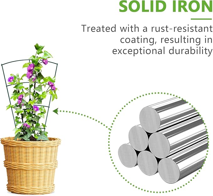 6-Pack Indoor Plant Trellis - 16 Inches, Heavy-Duty Metal for Climbing Houseplants, Flowers, Vines, and Ivy