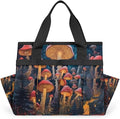 Garden Tool Bag Organizer Garden Tote Bag with Pockets Autumn Mushrooms Tool Storage Organizer Gardening Tool Kit Holder 13" x 6.8" x 2.8"