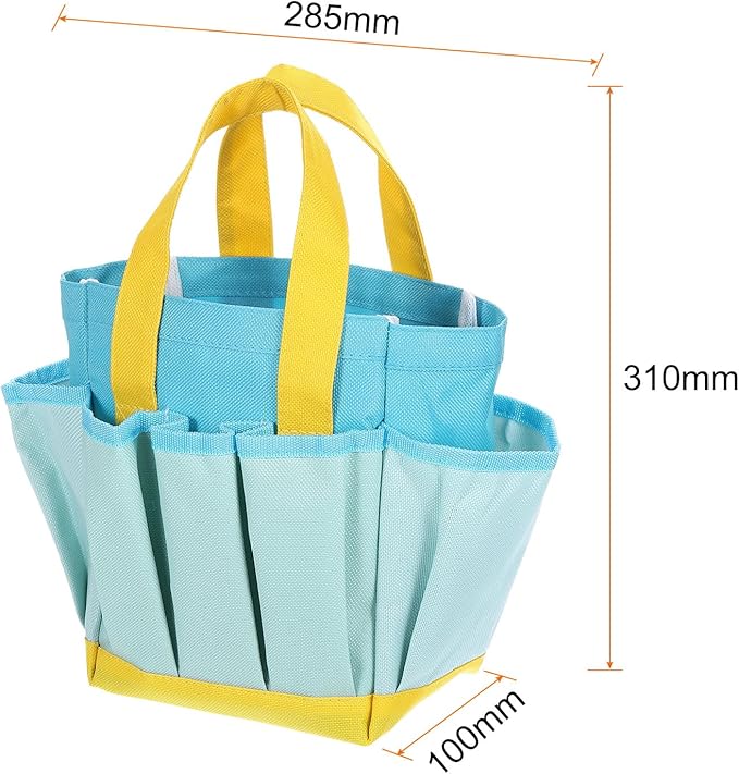 HARFINGTON Garden Tool Bag 11.22" x 3.94" x 12.2" Large Oxford Bag with Pockets Garden Tote Gardening Plant Tool Organizer Storage Carrier Store for Outdoor Women Men, Blue