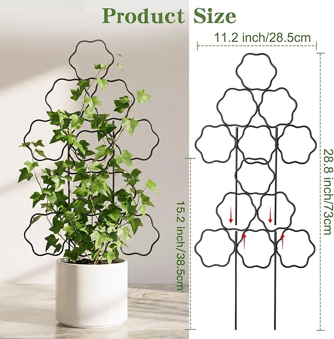 ZOUTOG 9 Pack Trellis for Climbing Plants Outdoor 15 Inch,Rustproof Metal Garden Trellis for Potted Plants,Sturdy Houseplant Support Indoor Outdoor for Ivy Pothos Monstera Hoya Flower Vine (Flower)