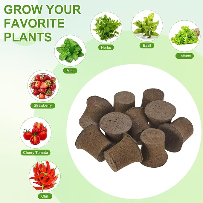 M METERXITY 10-Pack Grow Sponges, 2.1x1.5x1.9 Inch Replacement Root Growth Sponges Seed Pods for Plant Rooting/Seed Germination/Hydroponic Gardens System Supplies, Starter Plug for Seeds