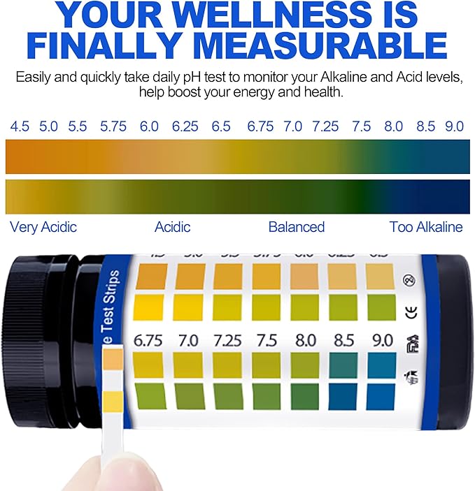 PH Test Strips for Urine & Saliva - 200ct Urine PH Test Strips for Humans, Fast & Accurately Track & Monitor Your pH Level (4.5-9.0ppm) in Seconds, Quick & Easy to Test Alkaline & Acid Levels in Body