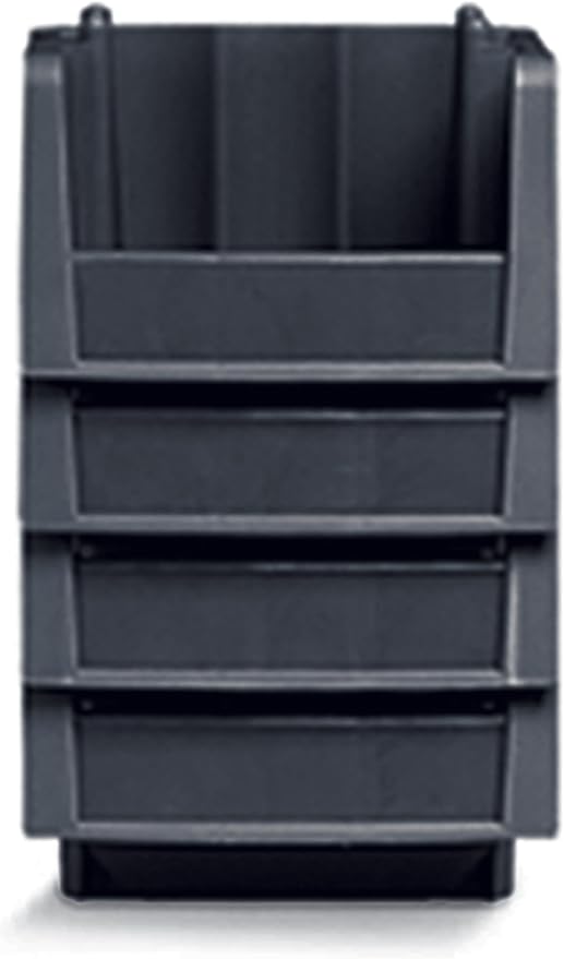 Akro-Mils 30716 Economy Stacking Shelf Plastic Storage Bins, (12-Inch x 6-5/8-Inch x 5-Inch), Black (10-Pack)