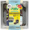 Jiffy 50mm Self-Watering Seed Starting Tomato & Vegetable Greenhouse Kit with 14 Plant-Based Expanding Peat Pellets & Water-Wicking Mat