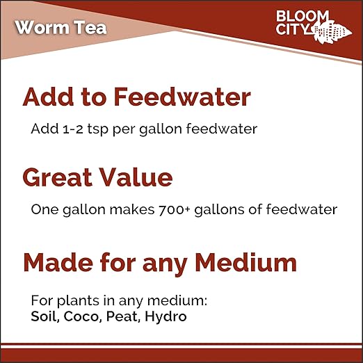 Organic Worm Tea Concentrate and Compost and Bokashi Booster by Bloom City, Gallon(128 oz)