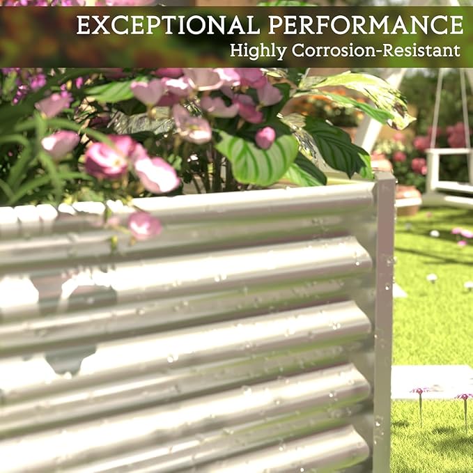 FRIZIONE 3pcs 8x4ft Galvanized Raised Garden Bed Outdoor,Above Ground Garden Bed for Vegetable,Metal Raised Beds for Flower,Steel Raised Beds for Gardening