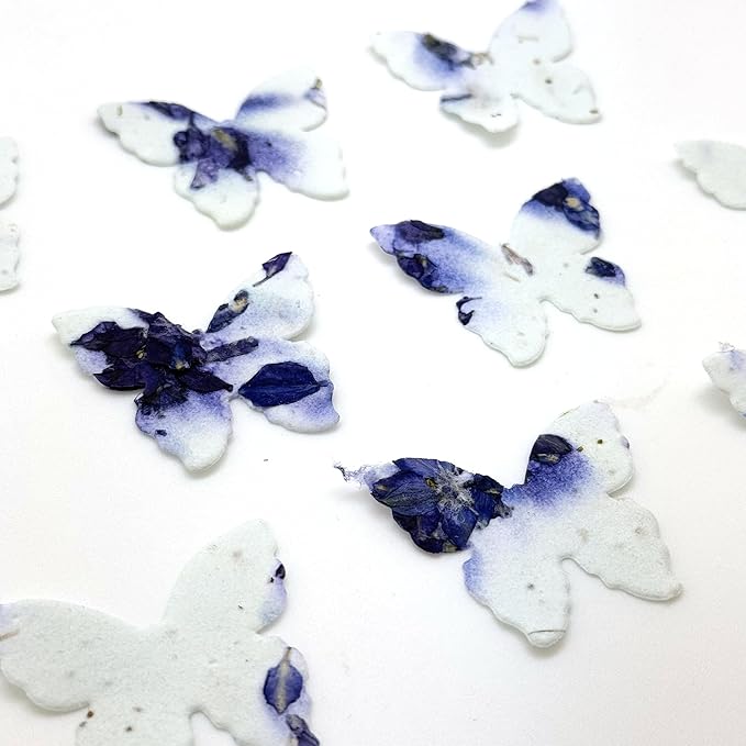 50pcs Small Purple Butterfly Seed Paper – Plantable & Writable Wildflower, Gift for Mom This Mother’s Day, Use for Shower Favors, Weddings, Party Favors or Life Events