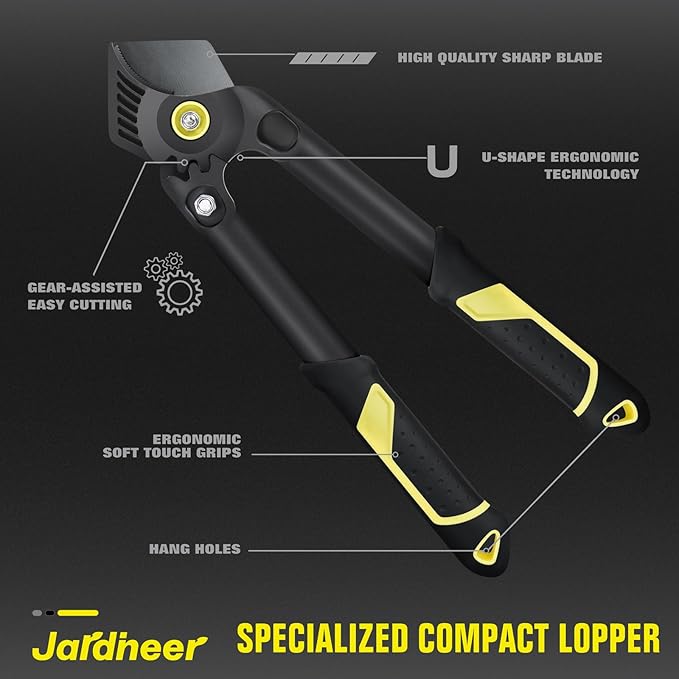 Jardineer 16.5" Garden Loppers for Tree Trimming with Gear Assist, Lightweight Hand Loppers with Steel Blade and Anti-Slip Handles, Cuts up to 1.25" Branches, Garden Shears for Seniors, Women, Men