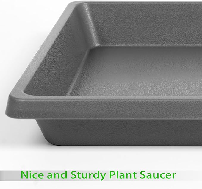 Square Plant Saucer 10 Inch 4 Pack, Plant Drip Trays and Flower Pot Saucers，Doubles Plant Water Catcher Tray, Plant Trays for Indoors No Holes, Plant Drainage Tray Saucers for Potted Plants