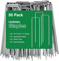 50 Pack Landscape Staples Galvanized - 6 Inch 11 Gauge Plant Cover Stakes for Securing Weed Barrier Fabric, Lawn Staples Tent Stakes Garden Stakes Fence Stakes Landscaping Fabric Ground Stakes