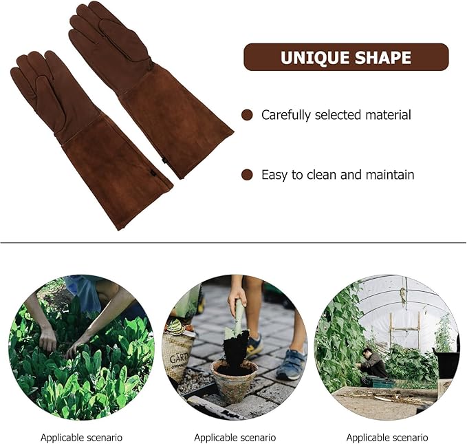 Thorn Proof Gardening Gloves for Women and Men Long Brown Puncture-resistant Gloves Protective Sleeve for Outdoor Garden Work
