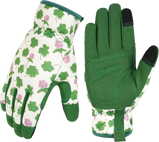 Ainiv Womens Gardening Gloves,Touchscreen Compatible Working Gloves for Weeding,Leather Garden Glove for Women Thorn Proof