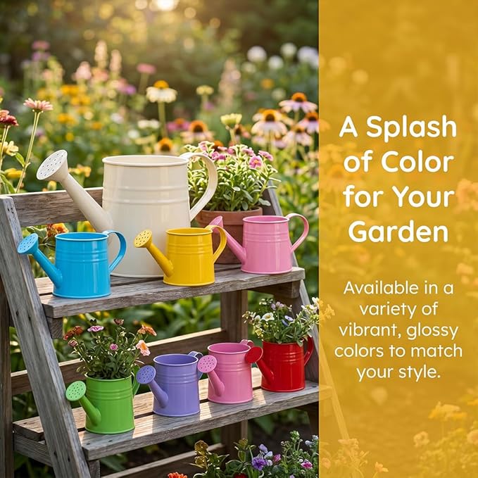 White Watering Can Metal, 1 Gallon Matte Galvanized Metal Watering Can, Vintage Sprinkling Tin Watering Can for Indoor Outdoor Plants, Flowers Garden Indoor Outdoor (Pink-2)