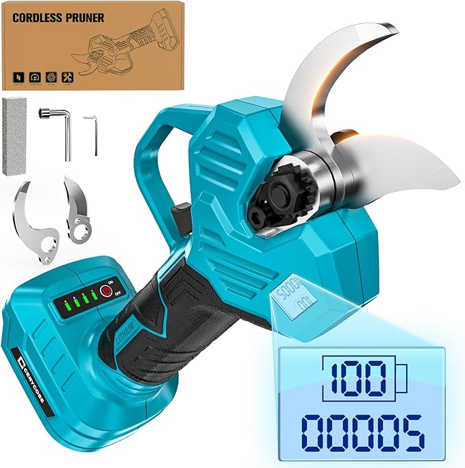 Electric Pruning Shears Compatible with Makita 18v Battery, 0.8-2 Inch Max Cutting Diameter Electric Pruner with LCD Display & Imported SK7 Steel Blades for Gardening Tree Pruning(No Battery)