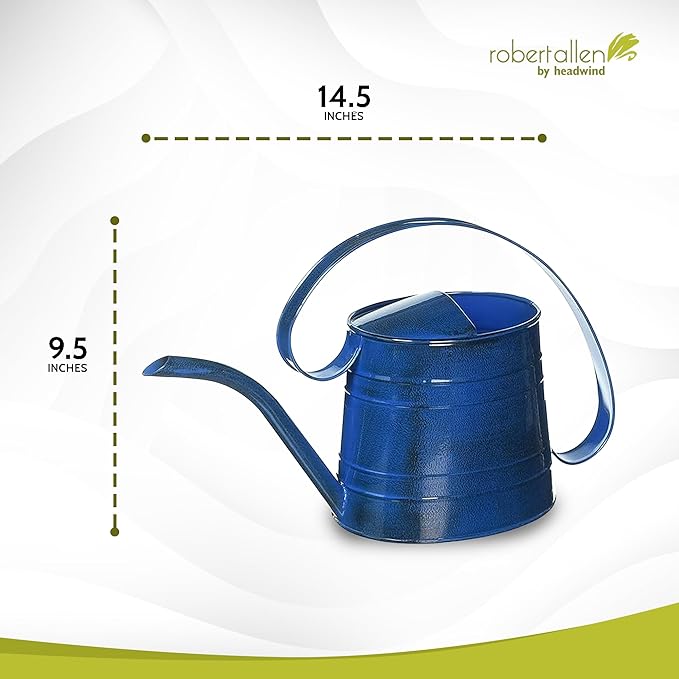 Headwind Danbury Vintage Watering Can – 1/2 Gallon Oceanside Blue Decorative Galvanized Large Metal Watering Can Planter for Outdoor & Indoor – Antique Style by Robert Allen