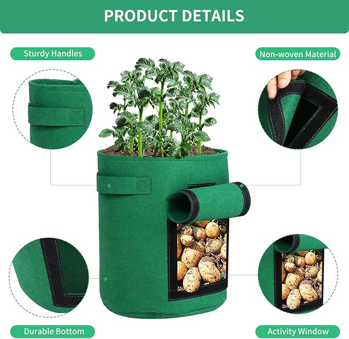 SILKIR W Grow Bags, 7 Gallon, Green