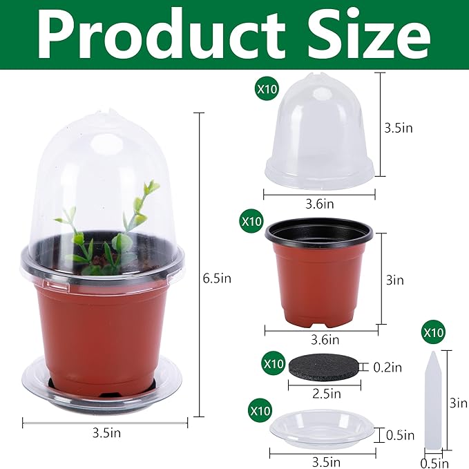 EBaokuup 10 Pack Self Watering Seed Starter Pot, 3 Inch Automatic Watering Plant Nursery Pots with Humidity Dome, Red Self Watering Nursery Pots for Potted Plants Seed Germination