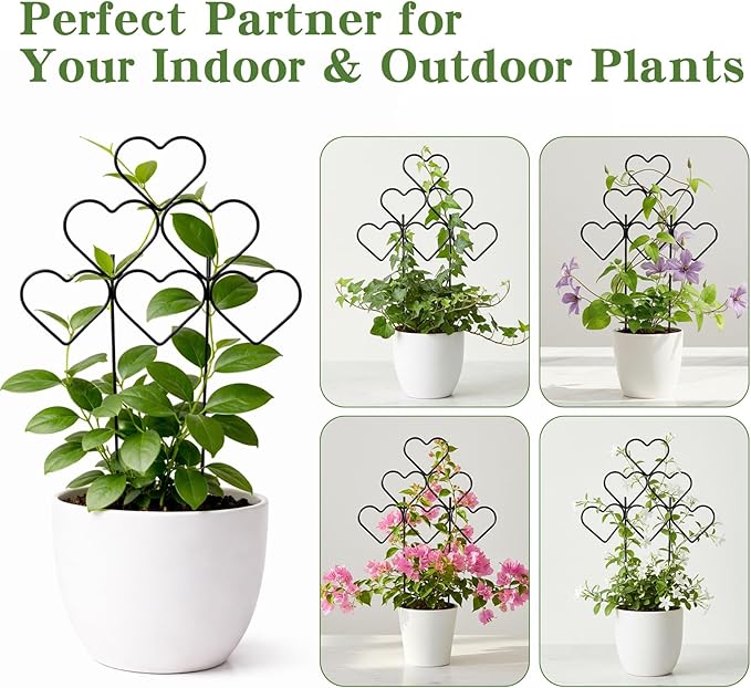 ZOUTOG 15 Inch Trellis for Climbing Plants Outdoor 9 Pack,Rustproof Metal Garden Trellis for Potted Plants,Sturdy Houseplant Support Indoor Outdoor for Ivy Pothos Monstera Hoya Flower Vine