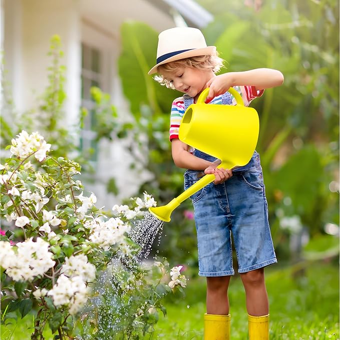 Heavy Plant Watering Can - Plastic Indoor and Outdoor - 1/2 Gallon - Yellow