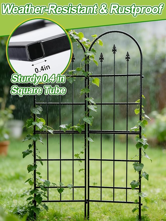 2 Pack Garden Trellis for Climbing Plants Outdoor - 16'' W x 59" H Large Rustproof Metal Plant Support Trellis, Decorative Panels for Climbing Rose, Clematis and Trumpet Vine