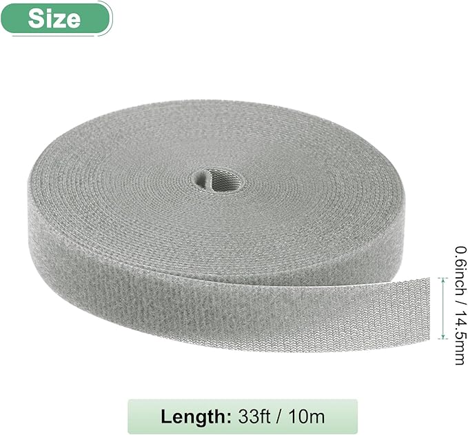 1-Roll Garden Plant Tape, 33 ft x 0.6 in Garden Hook and Loop Plant Ties Multi-Purpose Use Adjustable and Reusable Twist Wire Tape for Plants/Flowers/Vines [Grey]