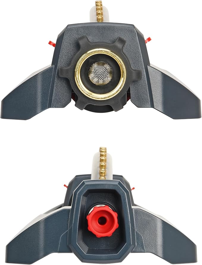 Eden 96217 Turbo Oscillating Sprinkler, Covers Up to 3,500 sq. ft., 18 Brass Nozzles, Sturdy Weighted Base, Adjustable Range, Quick Connect Bundle, Black, Red, Silver