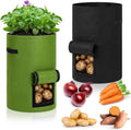 2 Pack 30 Gallon Potato Grow Bags with Harvest Window, Durable Garden Planter Bags with Handles for Potatoes, Tomatoes, and Vegetables - Indoor & Outdoor Gardening Supplies (Black,Green)